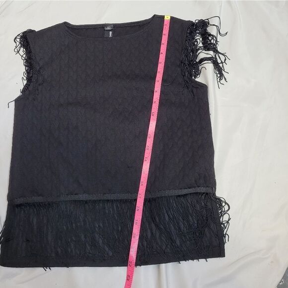 YIGAL x DESIGN LAB black fringe quilted sleeveless goth minimalist tank top XS - Picture 8 of 9